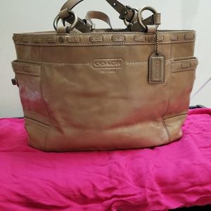 Coach patent leather sand tote
